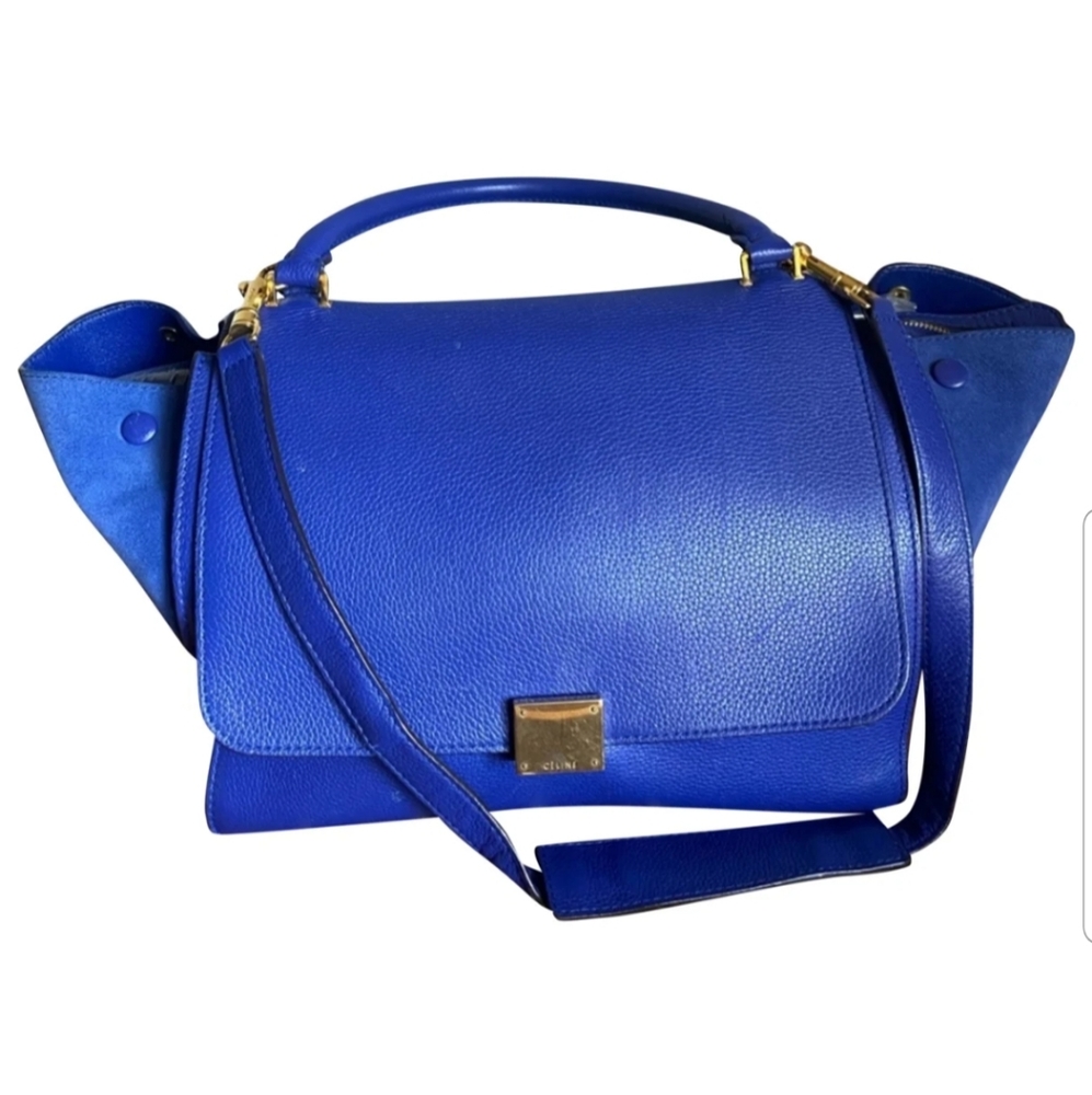 Celine trapeze royal blue leather purse